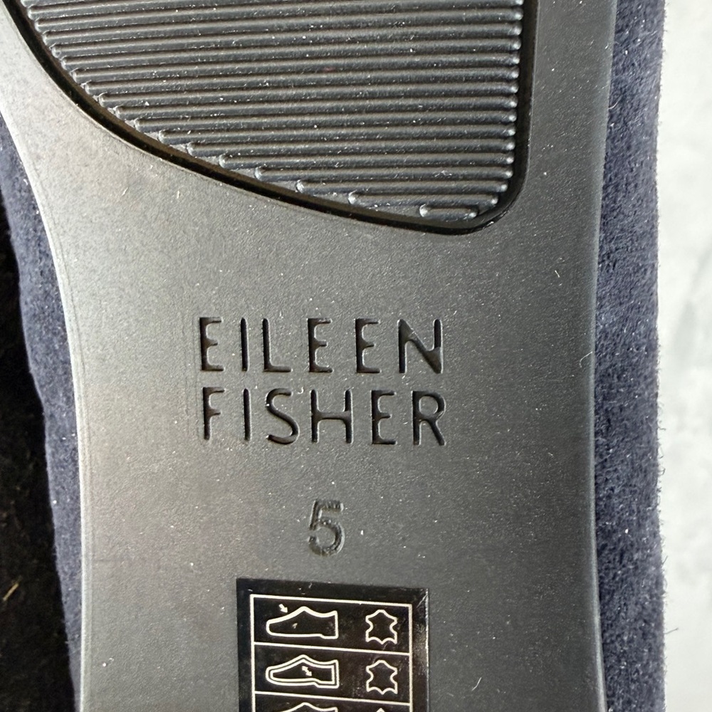 Eileen Fisher Shoes Size 5 Navy Suede Flats Ballet Comfy - Picture 6 of 8